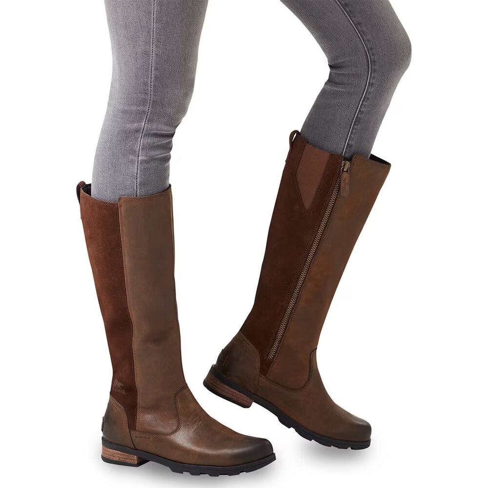 Sorel Youth Emelie Leather Suede‎ Tall Boots Size 5 Brown